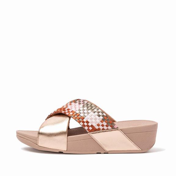 Fitflop Lulu Polyester Faux Leather Slides Coral Pink Womens - South Africa (NUIR89014)